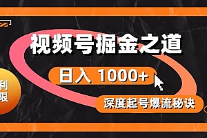 红利无限!视频号掘金之道,深度解析起号爆流秘诀,轻松实现日入 1000+!