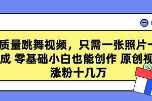 高质量跳舞视频,只需一张照片一键生成 零基础小白也能创作 原创视频 涨粉十几万