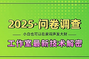 2025《问卷调查》最新工作室技术解密:一个人在家也可以闷声发大财,小白一天200+,可矩阵放大