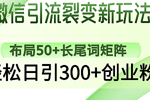 微信引流裂变新玩法:布局50+长尾词矩阵,轻松日引300+创业粉