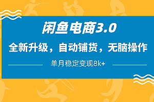 闲鱼电商3.0,全新升级,自动铺货,无脑操作,单月稳定变现8k+