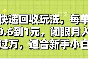 快递回收自助玩法,没单收益0.6到1元,闭眼也能月入一万,适合新手小白
