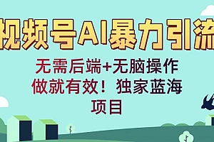 视频号AI暴力引流:无需后端+无脑操作,做就有效!独家蓝海项目