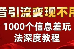 抖音引流变现不用愁:1000个信息差玩法深度教程