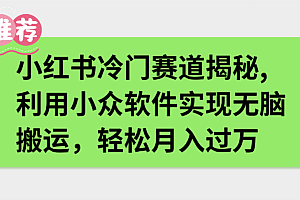 小红书冷门赛道揭秘,利用小众软件实现无脑搬运,轻松月入过万