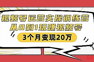 财神大咖会·视频号运营实操训练营:从0到1玩赚视频号,3个月变现20万