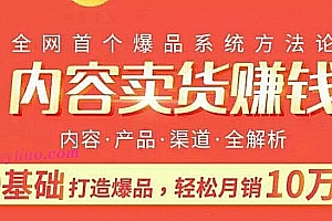 内容卖货赚钱:0基础打造卖爆品,每月轻松躺赚10w+【完结】