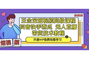 王金宝短视频高级课程,抖音快手西瓜无人直播带货技术教程