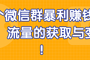 3个微信群暴利赚钱项目,流量的获取与变现!【视频教程】