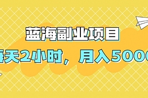 蓝海副业项目,每天2小时,月入5000,附详细操作流程
