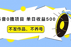 抖音0撸项目:单日收益500,不发作品,不养号