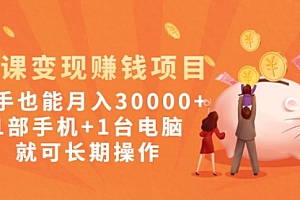 网课变现赚钱项目:新手也能月入30000+1部手机+1台电脑就可长期操作—知识付费年入30万训练营