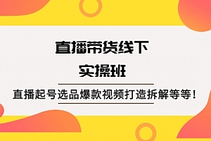 直播带货线下实操班:直播起号选品爆款视频打造拆解等等