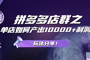 拼多多店群之:教你单店如何产出10000+利润,玩法分享