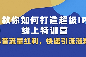 教你如何打造超级IP线上特训营,抖音流量红利,快速引流涨粉