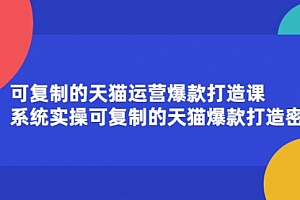 可复制的天猫运营爆款打造课,系统实操可复制的天猫爆款打造密码
