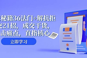 成交 秘籍36法门 解抗拒成交21招,成交干货,直击痛点,直指核心(57节课)
