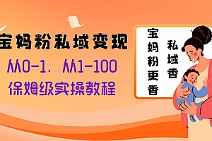 宝妈粉私域变现从0-1,从1-100,保姆级实操教程,长久稳定的变现之法