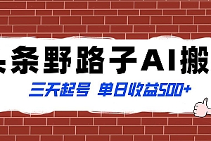 全网首发头条野路子AI搬砖玩法,纪实类超级蓝海项目,三天起号单日收益500
