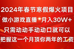 2024年春节寒假爆火项目,普通小白如何通过小游戏直播做到月入30W