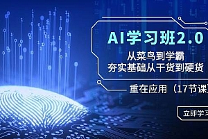 AI学习班2.0:从菜鸟到学霸,夯实基础从干货到硬货,重在应用(17节课)