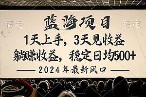 2024最新风口项目,躺赚收益,稳定日均收益500+