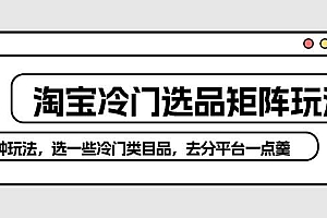 淘宝冷门选品矩阵玩法:换种玩法,选一些冷门类目品,去分平台一点羹